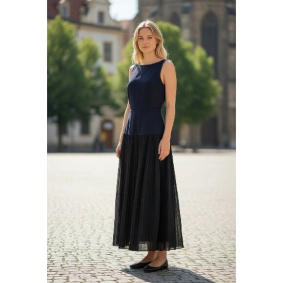 Reformation Womens Size 0 Navy Blue Cyra Pieced Drop Waist Maxi Dress - Picture 1 of 7